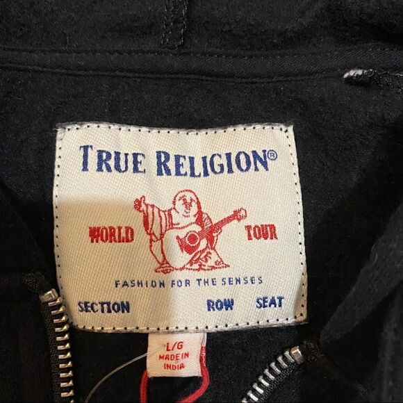 NWT True Religion Zipup sweater size large - Picture 2 of 5